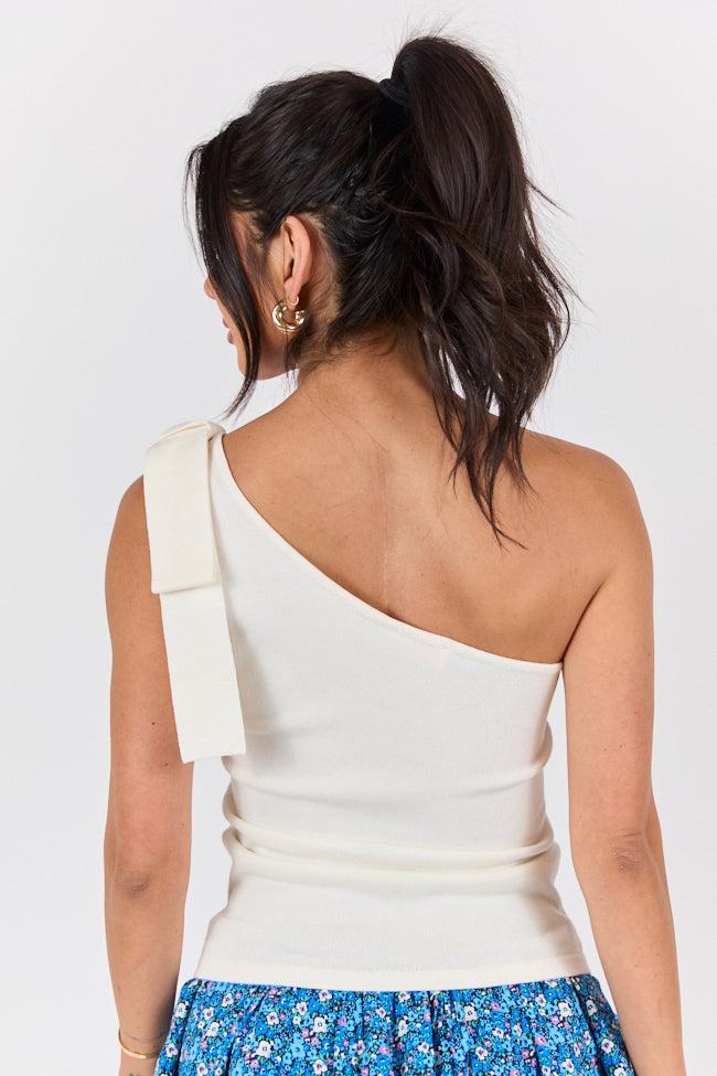 Count Me In Ivory One Shoulder Bow Detail Sweater Tank FINAL SALE Product Image