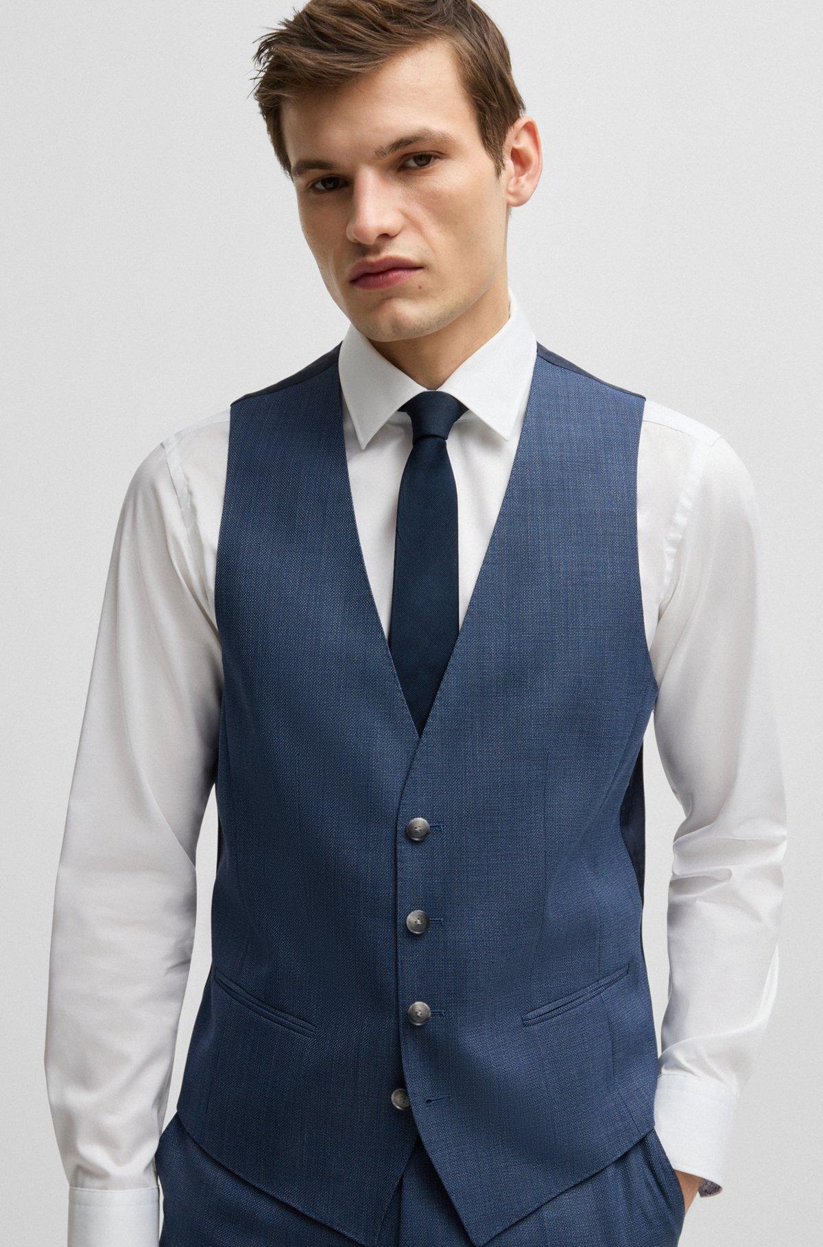 BOSS - Slim-fit three-piece suit in patterned wool - Blue Product Image