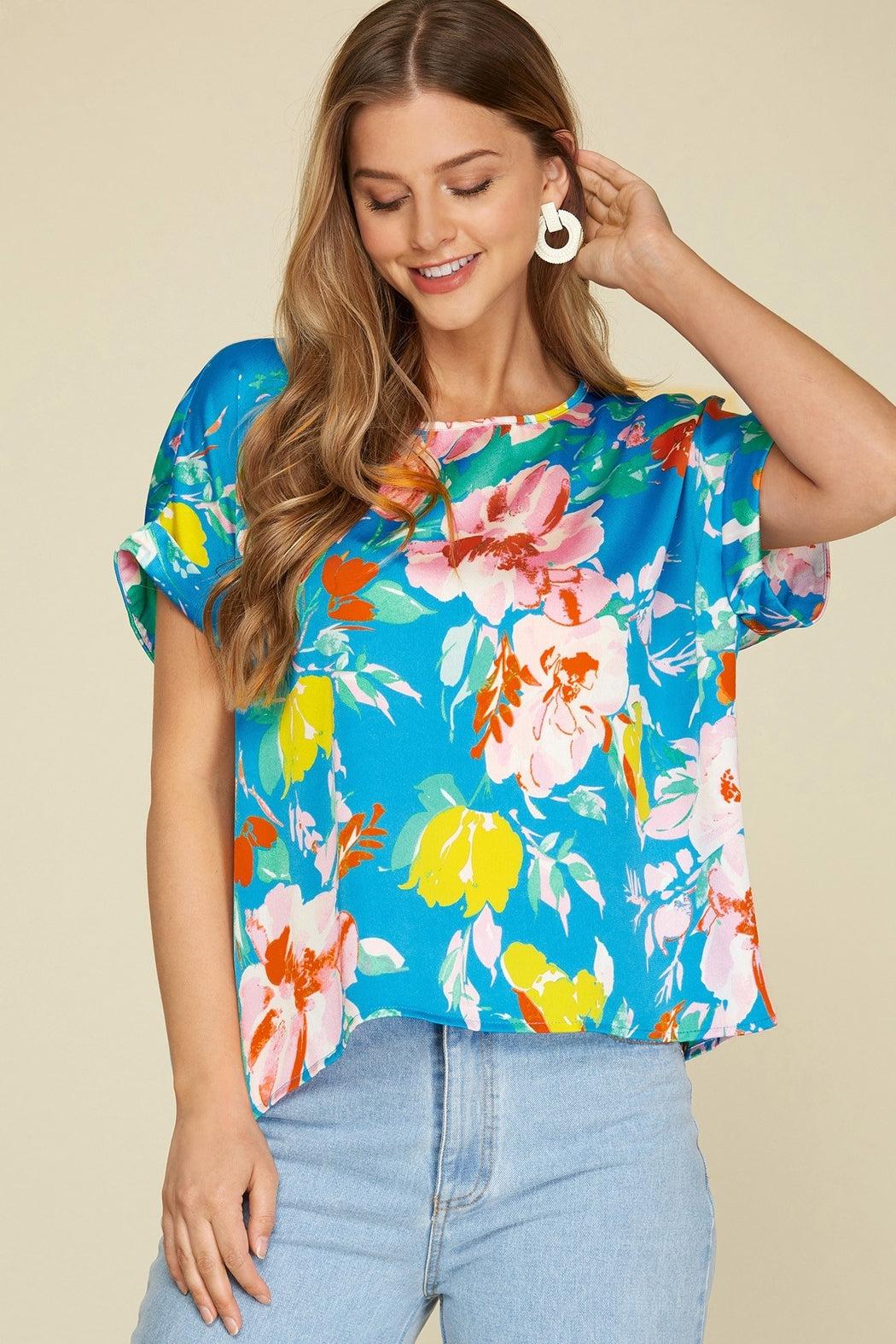 Drop-Shoulder Satin Top Product Image