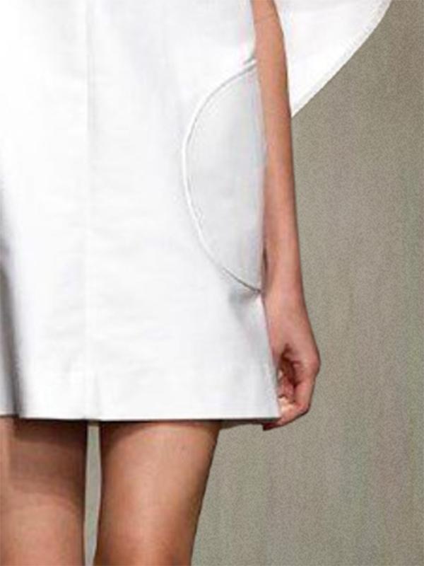 Half Sleeves Loose Solid Color Deep V-Neck Mini Dresses Product Image