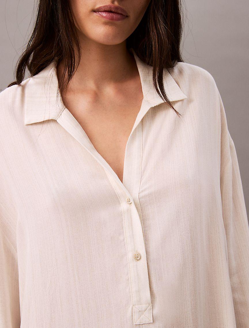 Woven Viscose Relaxed Shirt Dress Product Image
