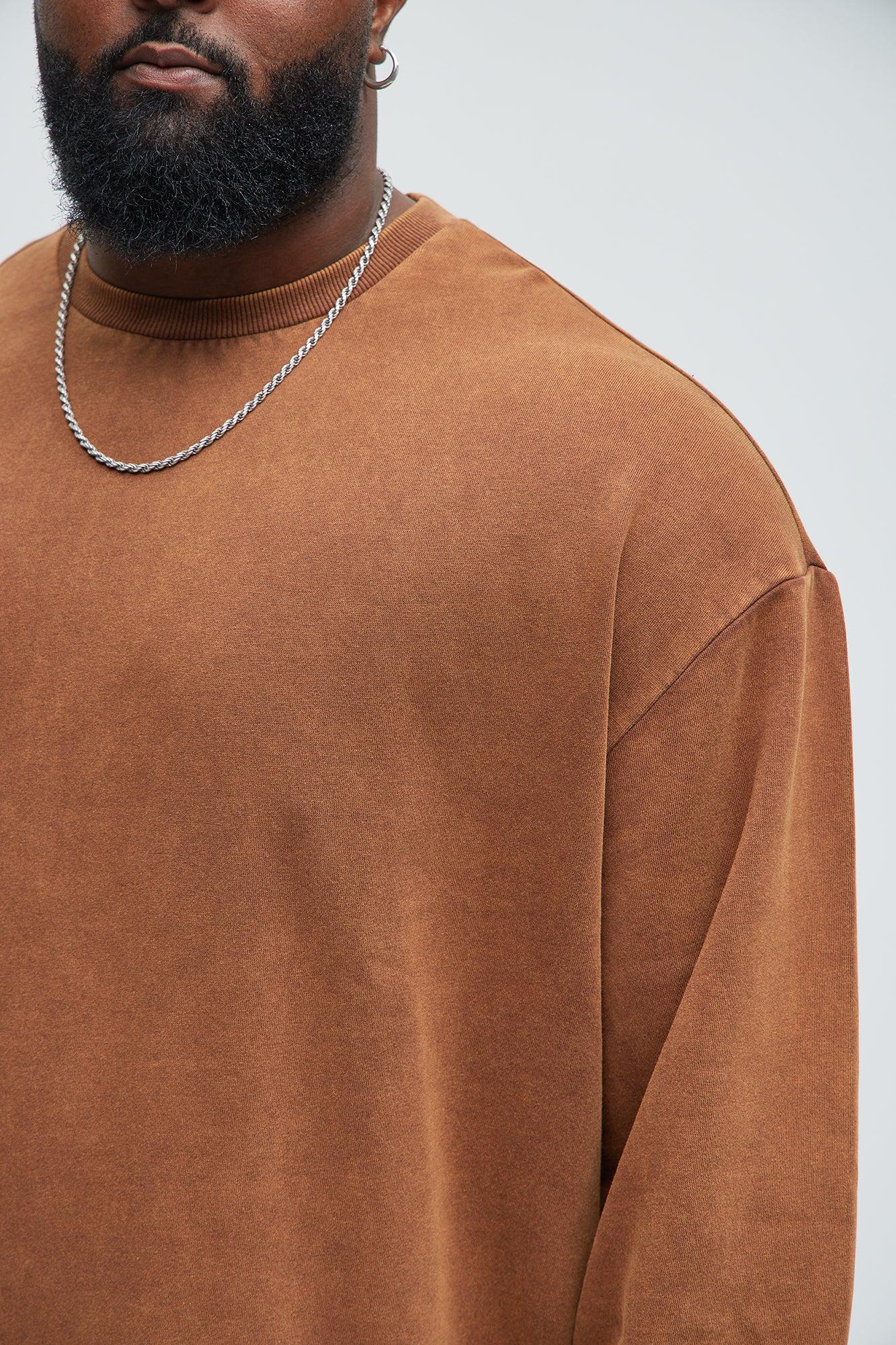 Tyson Heavy Wash Crewneck Sweatshirt - Dark Brown Product Image