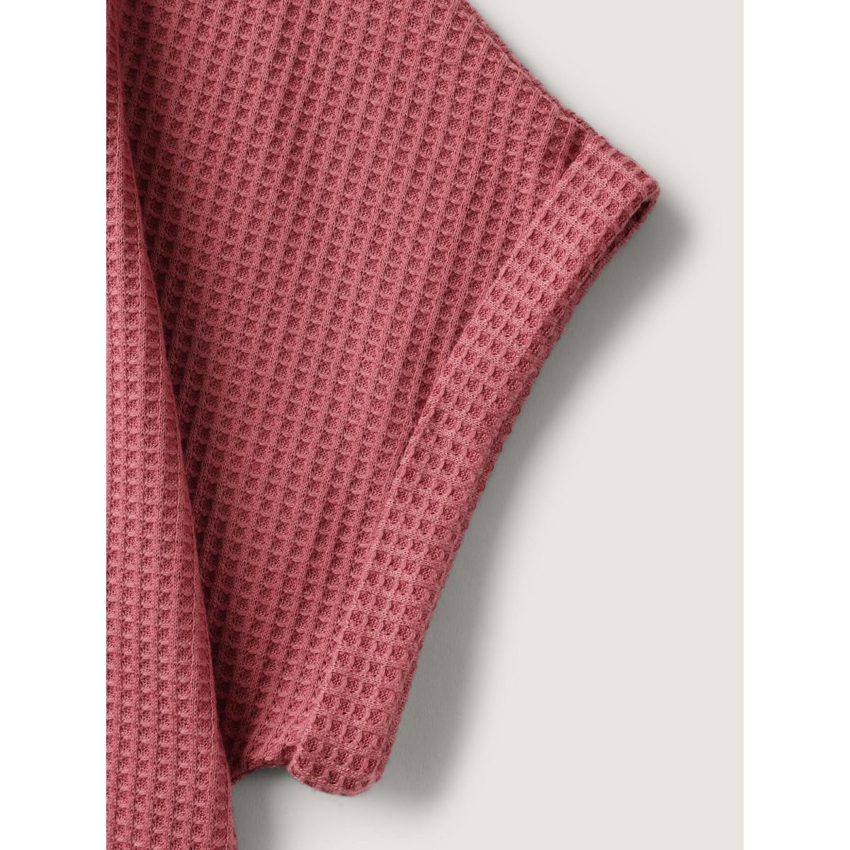 Plus Size Waffle Seamed Front Solid T-Shirt Rust Women Leisure Round Neck Casual T-shirts BloomChic 22-24/3X Product Image