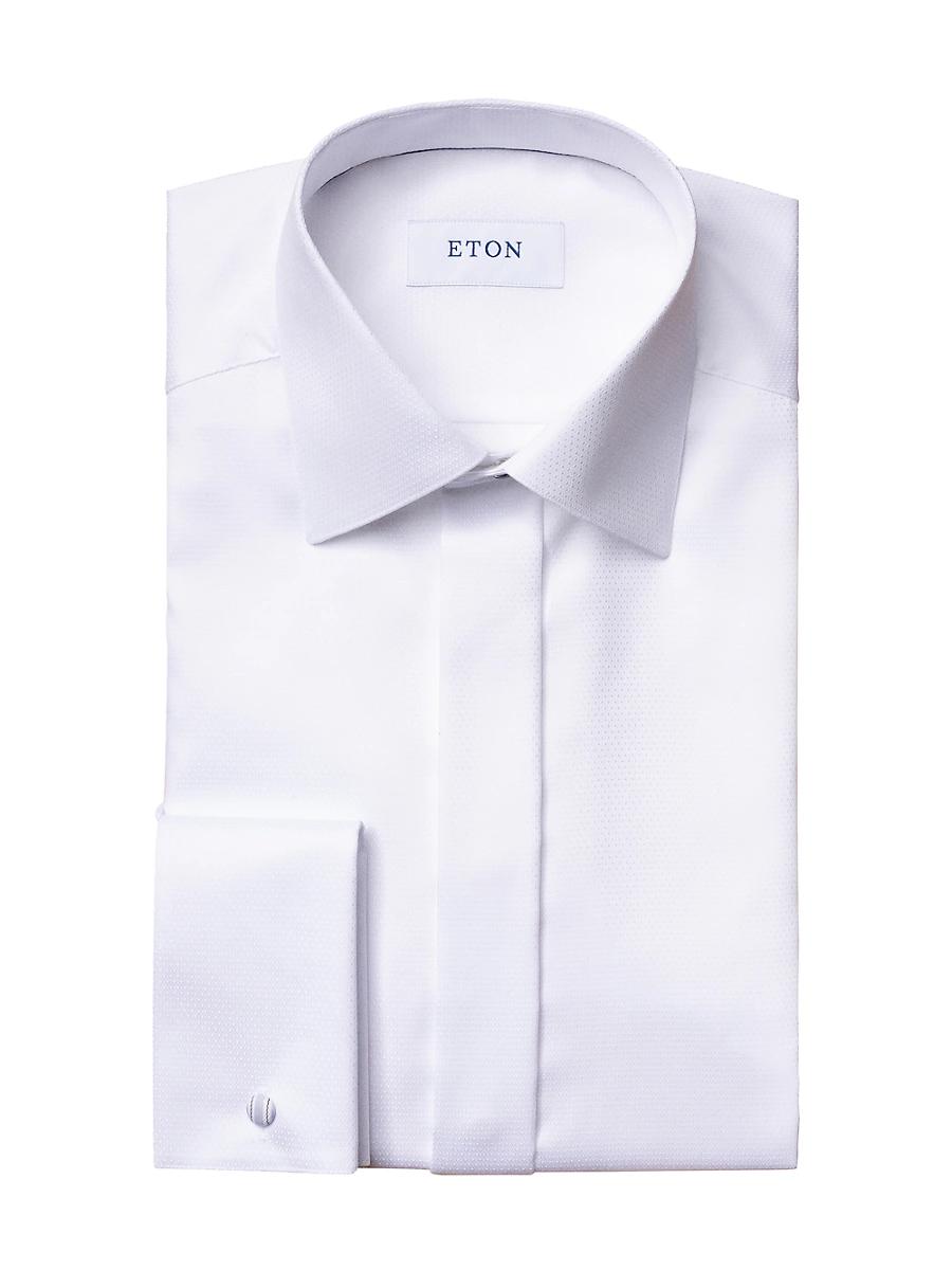 Mens Slim-Fit Diamond Weave Formal Dress Shirt Product Image