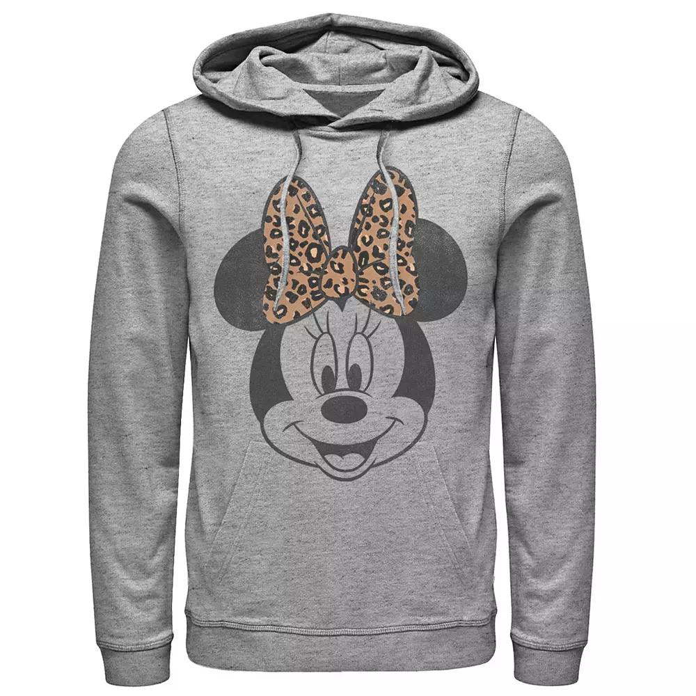 Disney's Minnie Mouse Leopard Print Bow Portrait Men's Hoodie, Size: XL, Athletic Grey Product Image