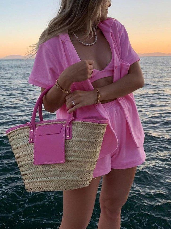 Fuzzy Solid Blouse & Shorts Set Product Image