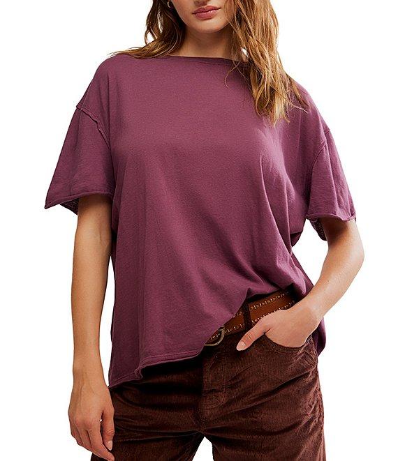 Free People Nina Short Sleeve Raw Edge Crew Neck Boxy Tee Shirt Product Image