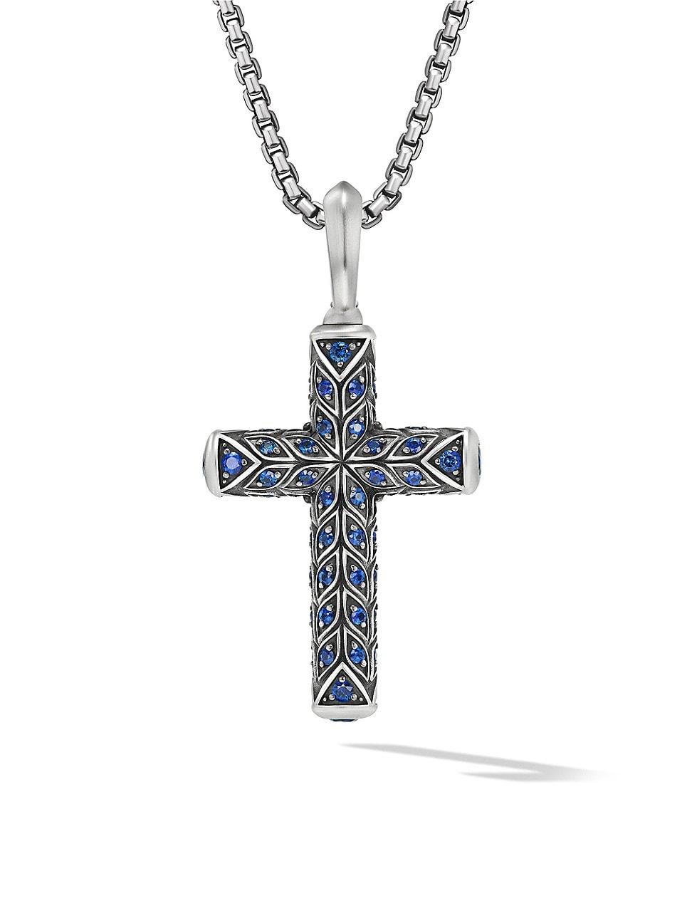 Mens Chevron Cross Pendant in Sterling Silver, 36MM Product Image