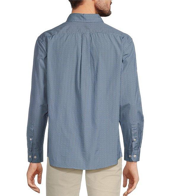Roundtree & Yorke Long Sleeve Geometric Print Slub Sport Shirt Product Image