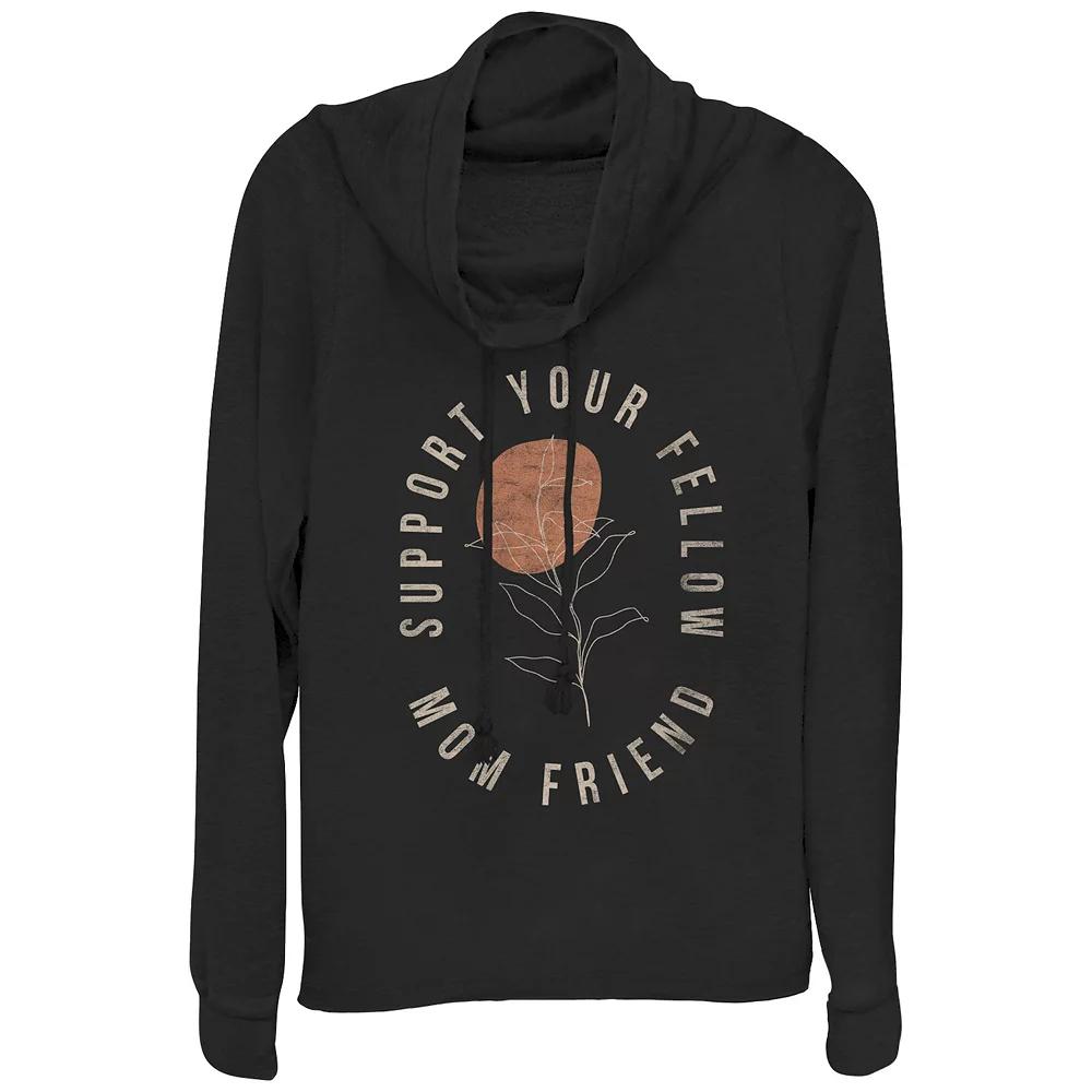 Women's Support Your Fellow Mom Friend Cowlneck Graphic Lightweight Long Sleeve,  Product Image