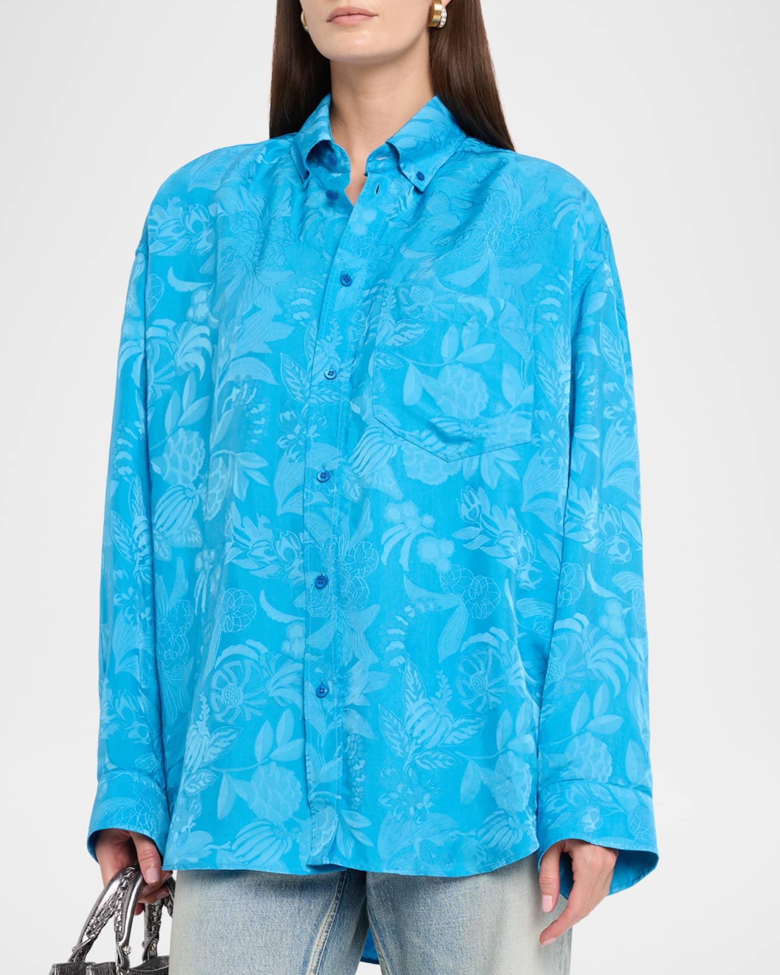 Long-Sleeve Button-Down Cocoon Shirt Product Image