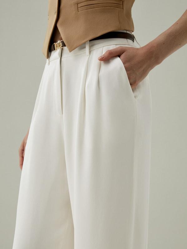 LILYSILK Silk Pants Women Lightweight Natural White 4 Product Image