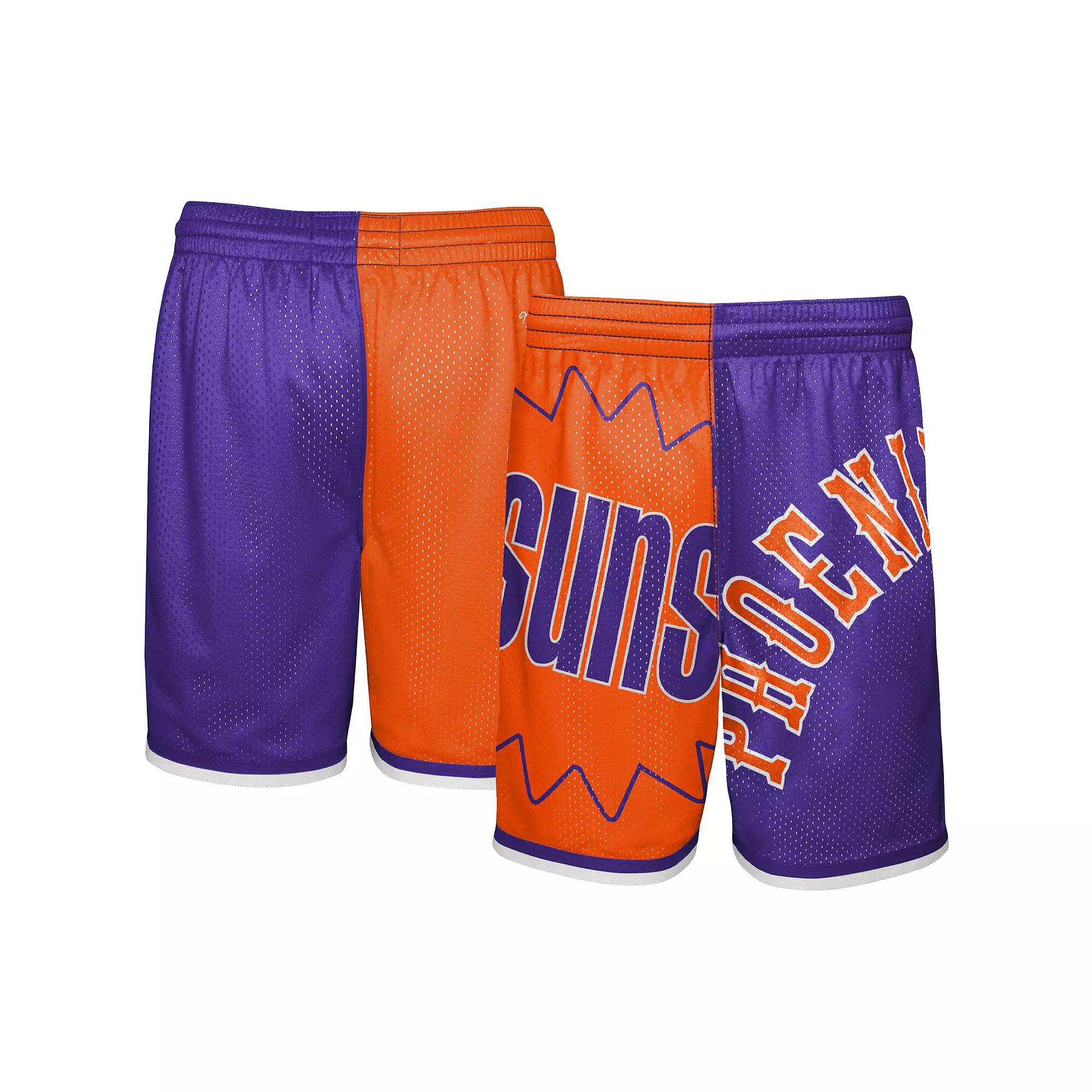 Youth Mitchell & Ness Orange/Purple Phoenix Suns Hardwood Classics Big Face 5.0 Shorts, Men's, Size: YTH Medium, Phx Orange Product Image