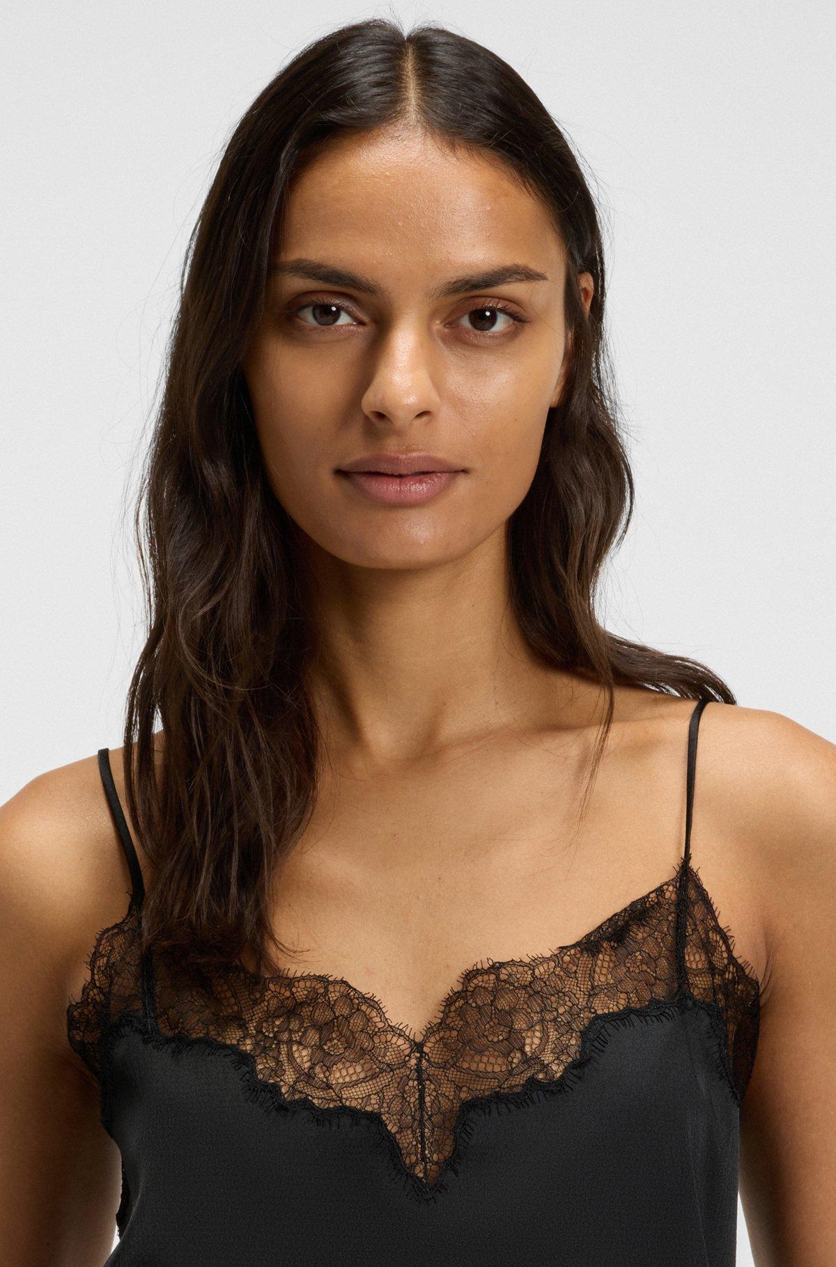 Satin camisole with lace details Product Image
