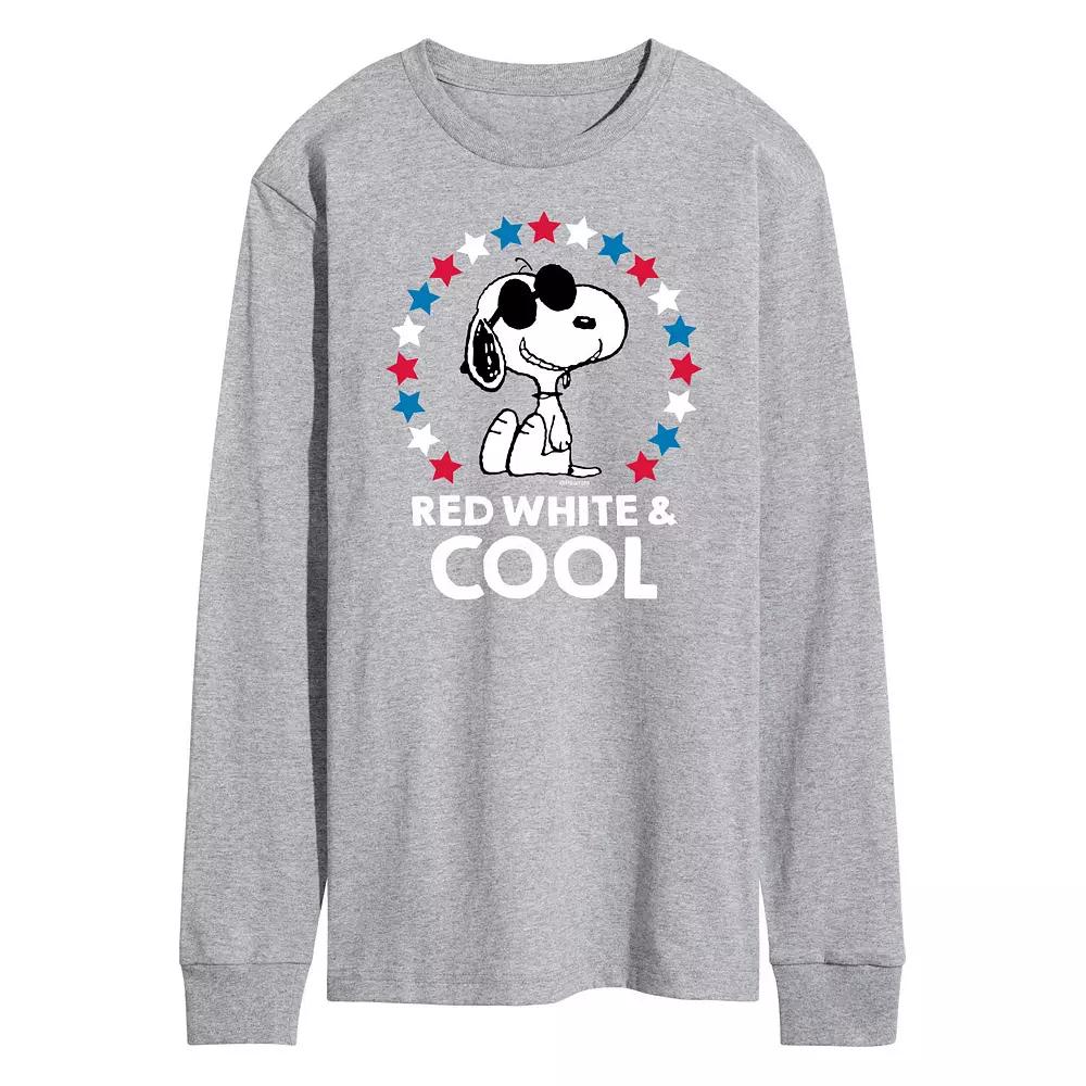 Men's Peanuts Red White And Cool Long Sleeve Graphic Tee,  Product Image