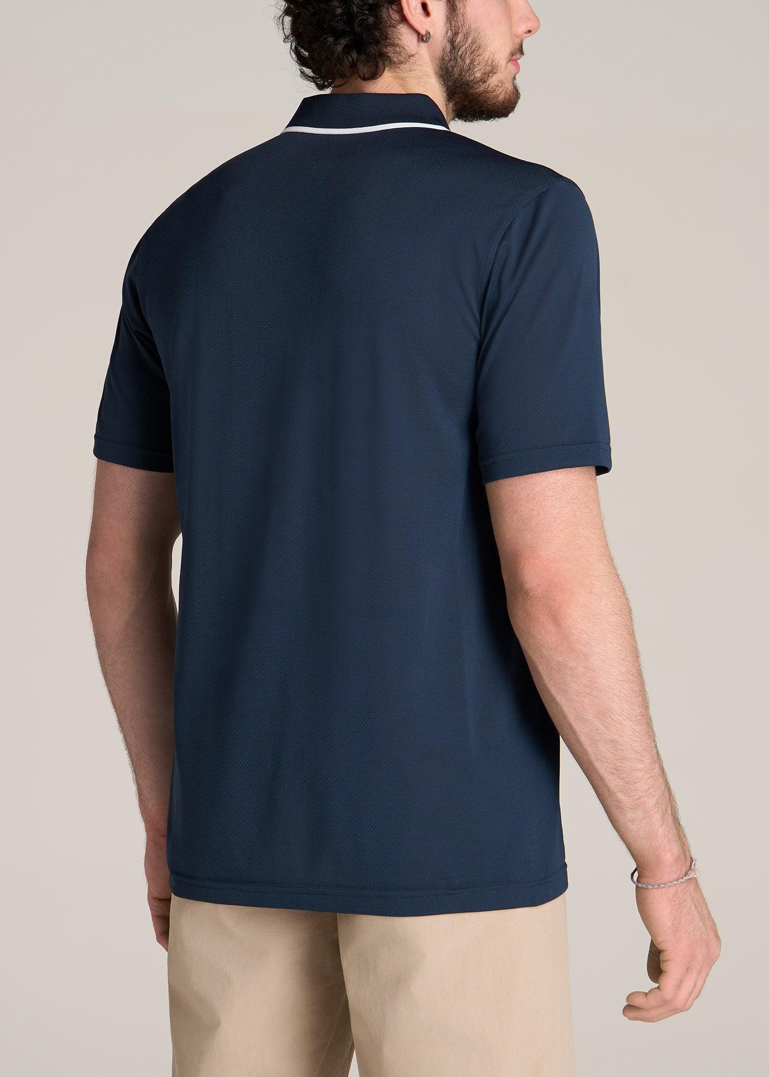 A.T. Performance Tipped Golf Polo for Tall Men in Bright Navy Male Product Image
