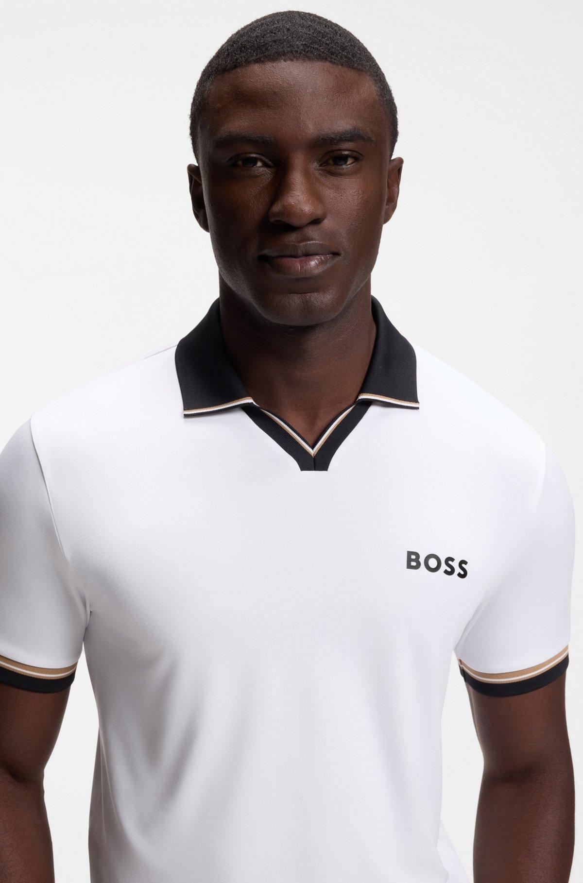 Active slim-fit polo shirt with signature-stripe details Product Image