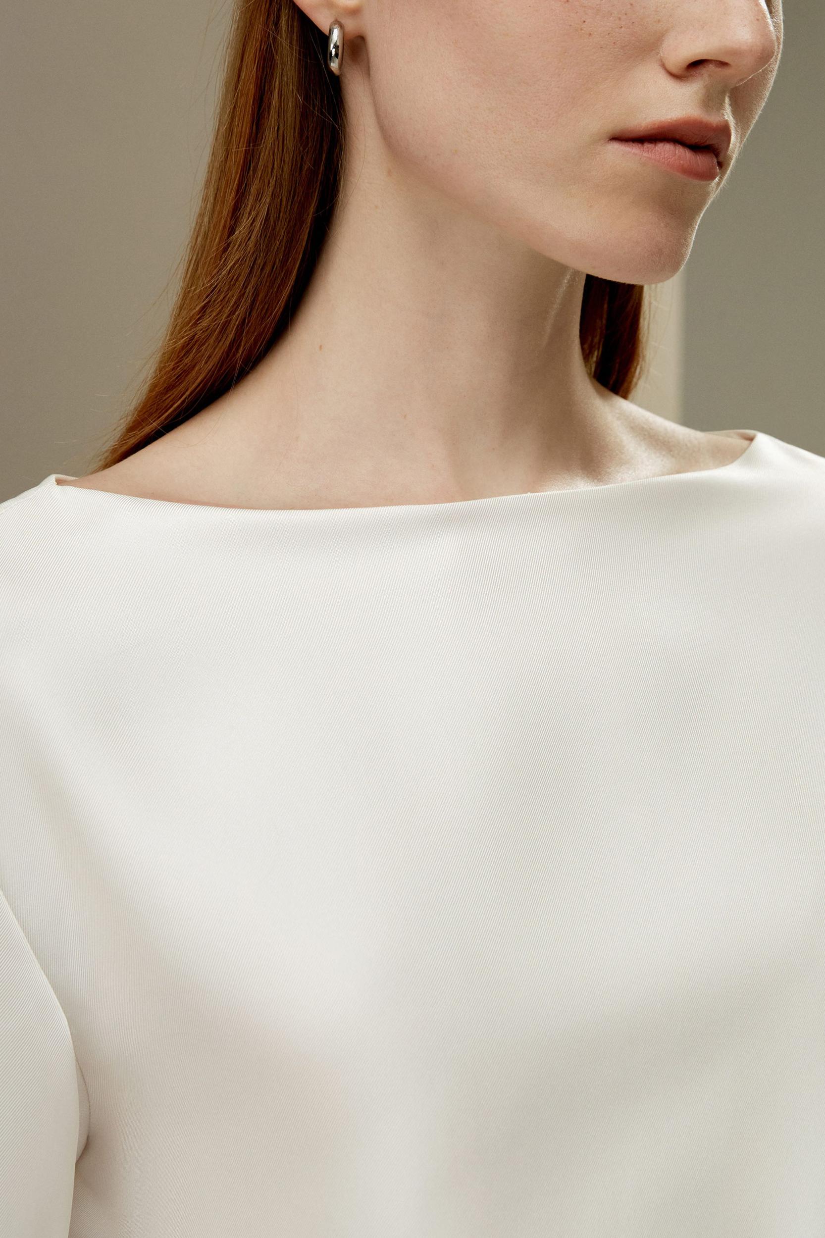 Silk Twill Blouse with Boat Neckline Product Image