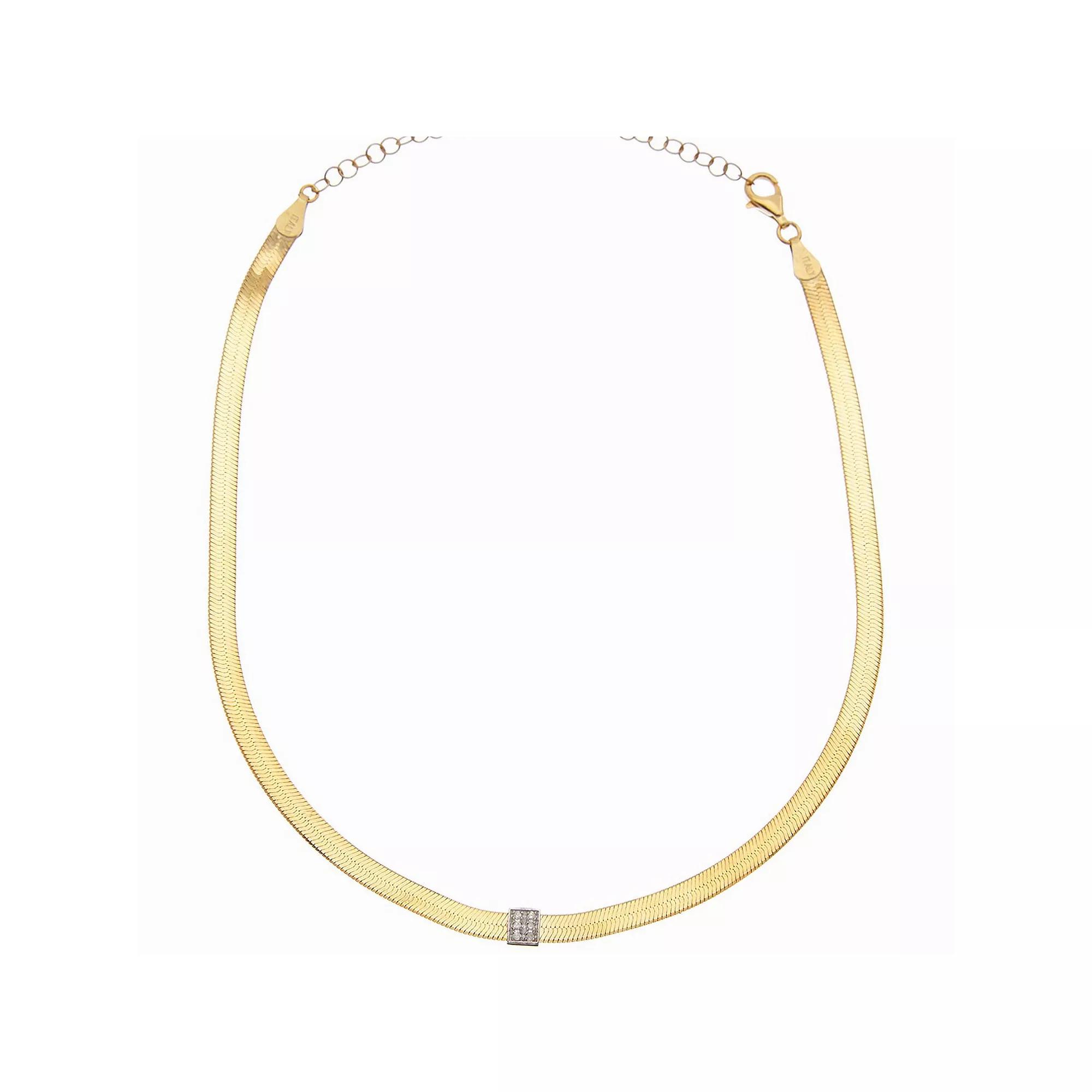 Meshmerise Sterling Silver Diamond Accented Herringbone Chain Choker Necklace, Women's, Size: 16-18" ADJ, Gold Tone Product Image