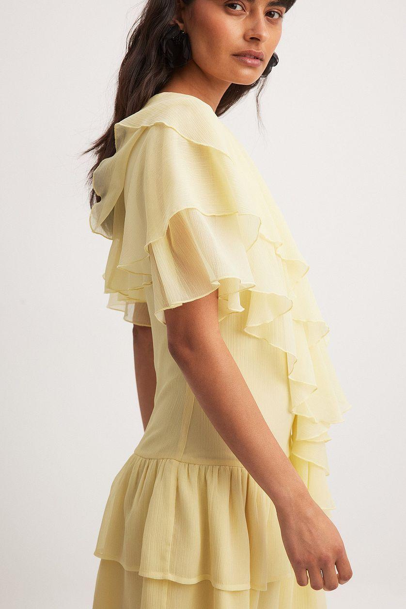 Chiffon Ruffles Detail Mini Dress Product Image