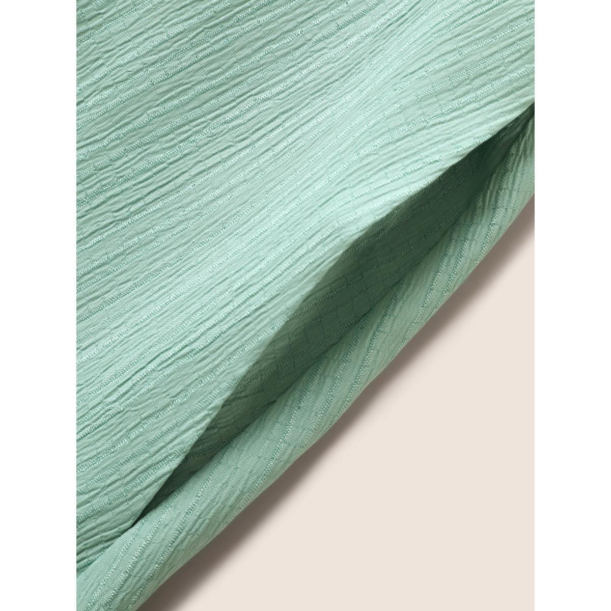 Plus Size V Neck Button Detail Flutter Sleeve Dress Mint Women Elegant Texture V-neck Short sleeve Curvy BloomChic 18-20/2X Product Image