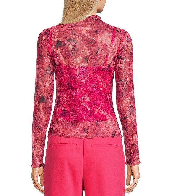 I.N. San Francisco Floral Print Mock Neck Long Sleeve Top Product Image
