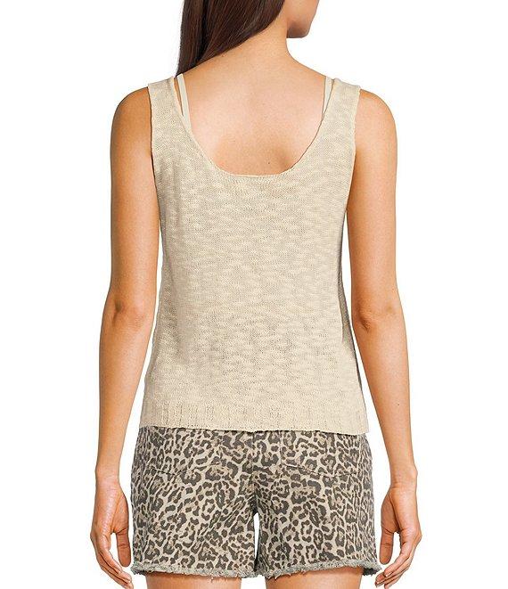 Angie Sleeveless Scoop Neck Solid Knit Tank Top Product Image