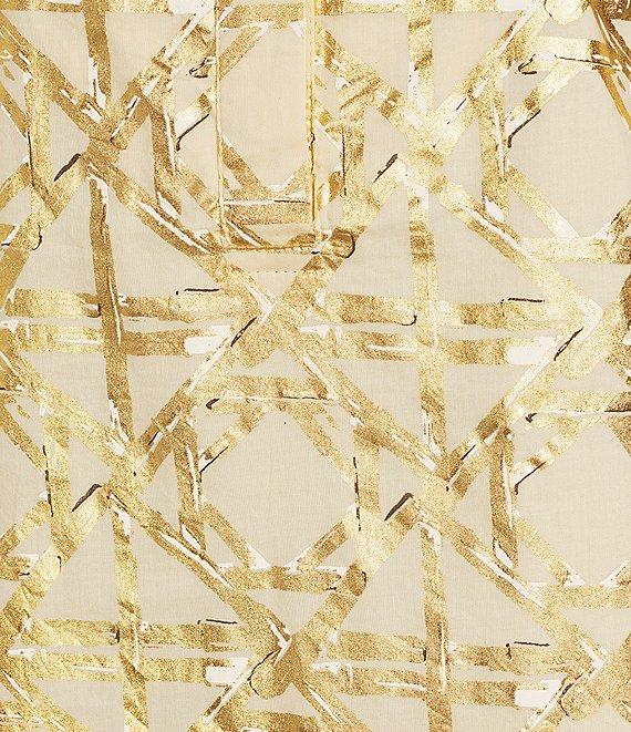 Jude Connally Cricket Bamboo Rattan Print Stand Collar 3/4 Sleeve Top Product Image