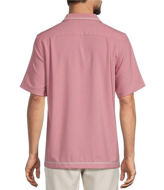 Caribbean Solid Cross Hatch Short Sleeve Woven Camp Shirt Product Image