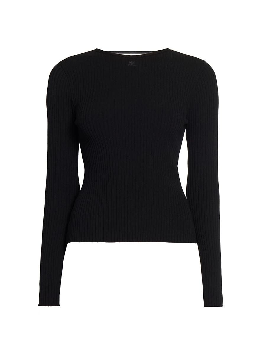 Womens Ribbed Open-Back Sweater Product Image