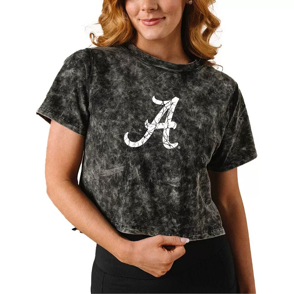 Women's Black Alabama Crimson Tide Vintage Wash Milky Silk Cropped T-Shirt, Size: 2XL Product Image