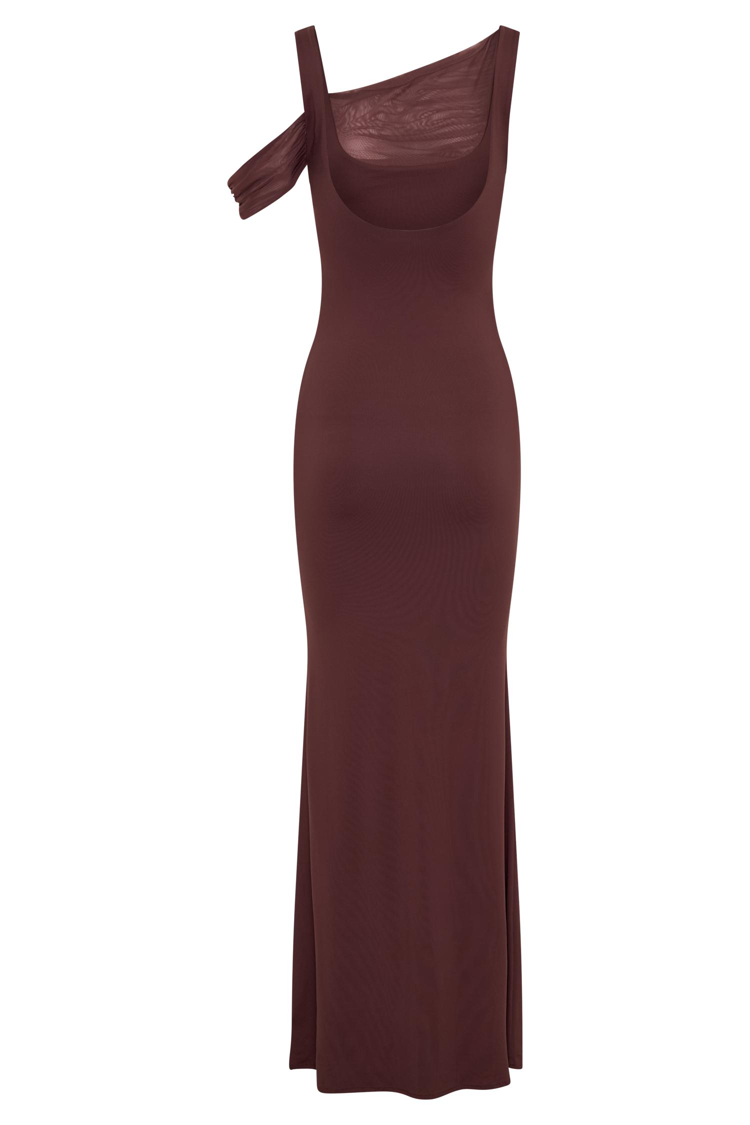 Janette Recycled Nylon And Mesh Sleeveless Maxi Dress - Mahogany Product Image