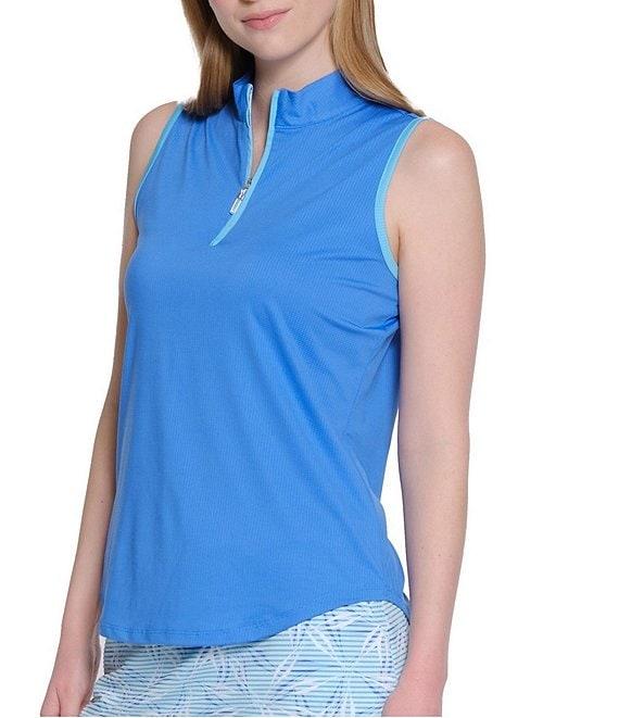 Sport Haley Gabby Mock Neck Sleeveless Contrast Trim Quarter Zip Polo Product Image