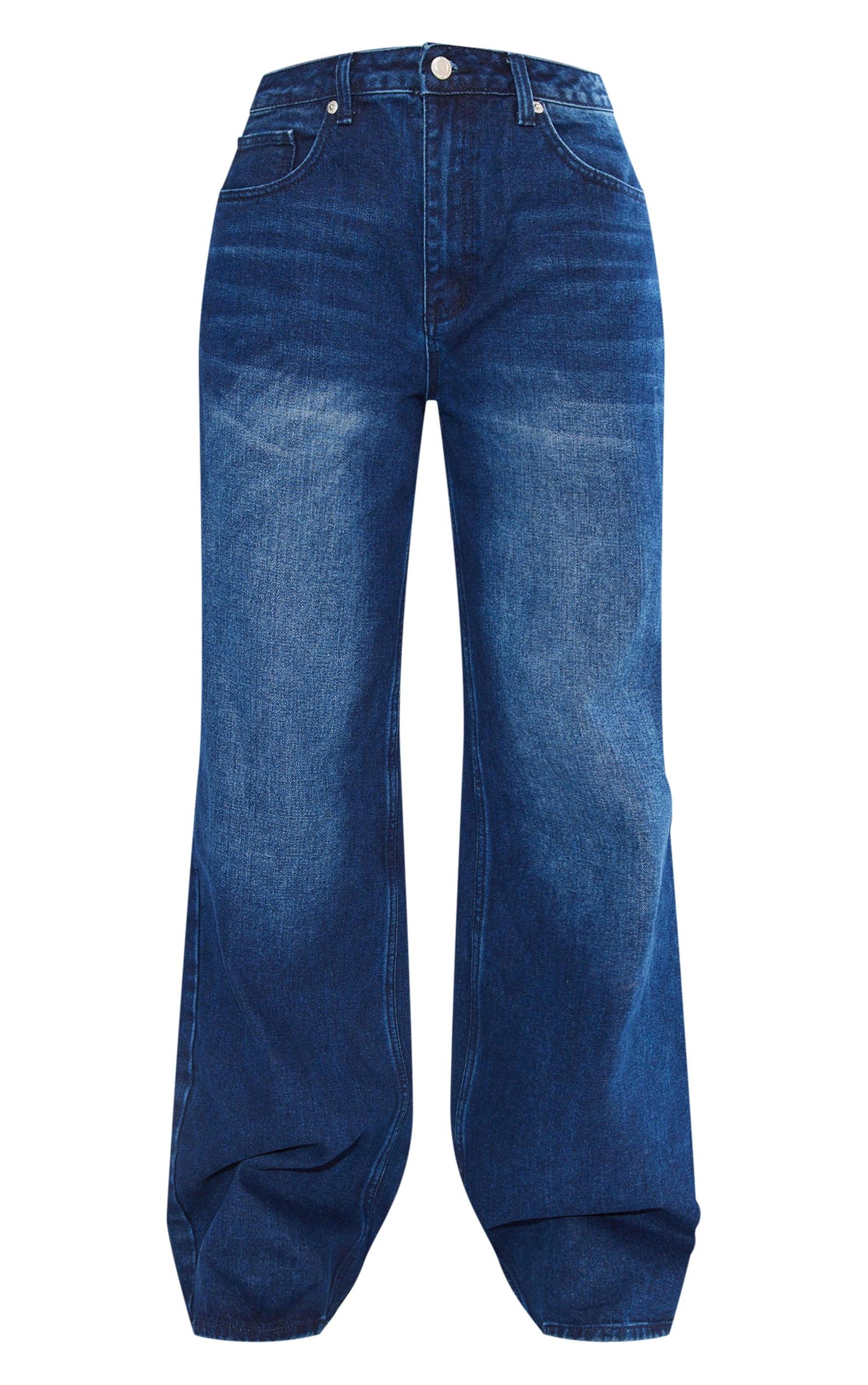 Tall Dark Indigo Wash Mid Rise Wide Leg Jeans Product Image