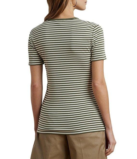 Lauren Ralph Lauren Striped Stretch Crewneck Short Sleeve Tee Shirt Product Image