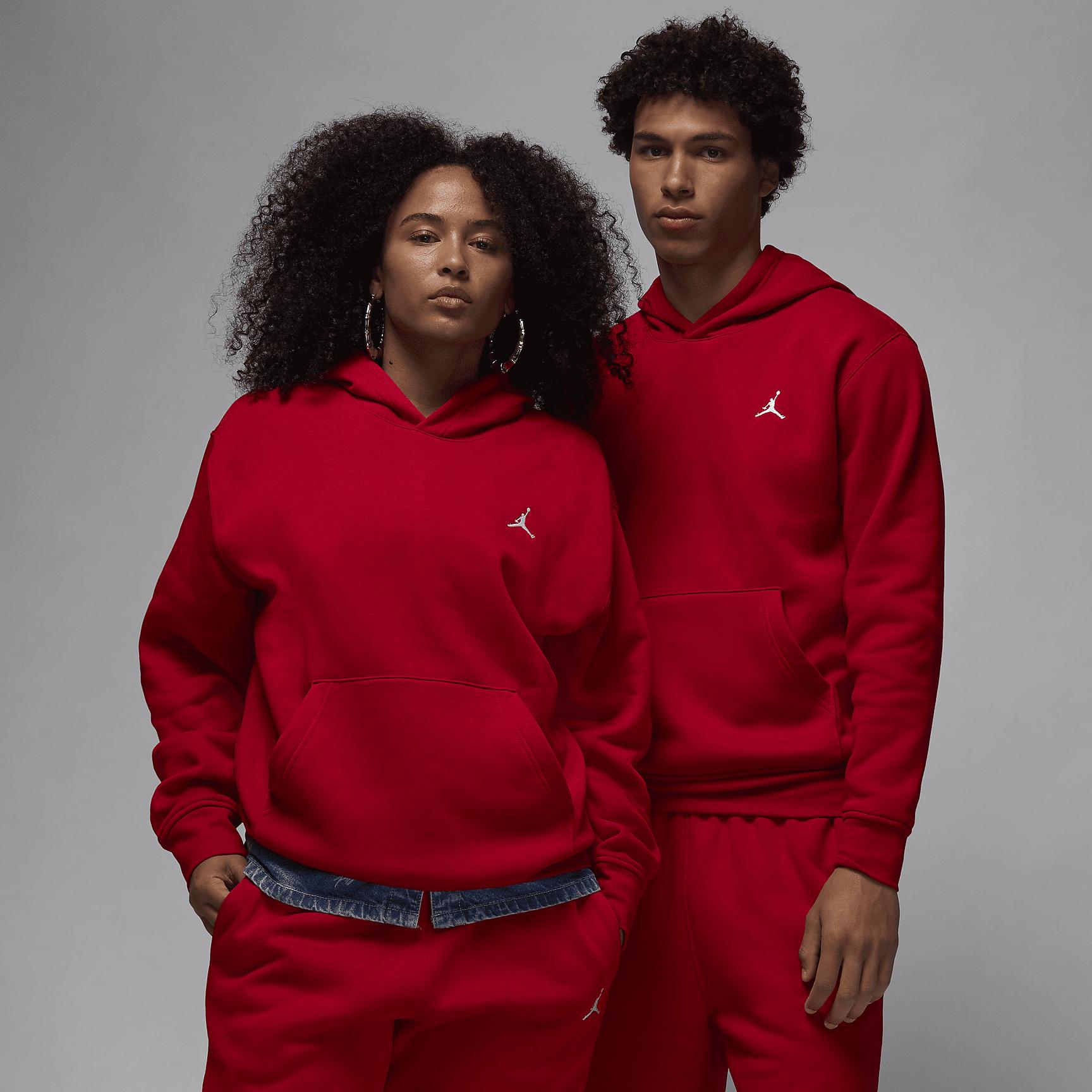 Jordan Mens Jordan Brooklyn Fleece Pullover - Mens Gym Red/White Product Image