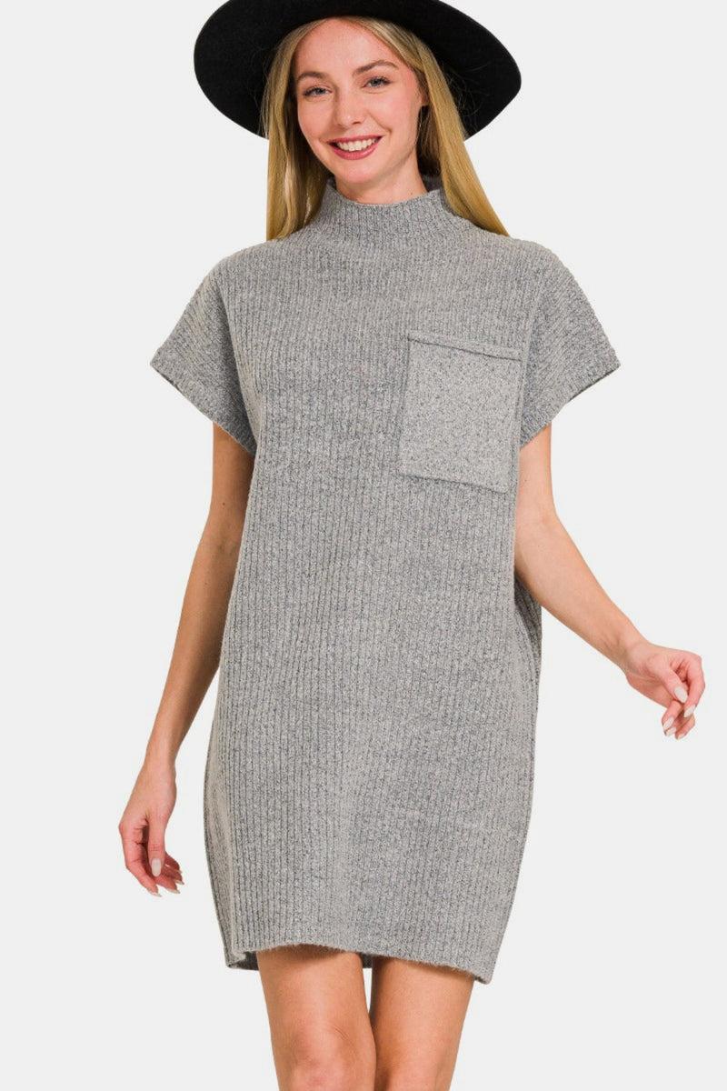 Zenana Short Sleeve Sweater Mini Dress Product Image