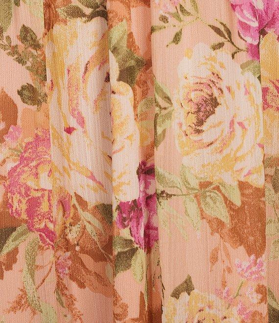 Allison & Kelly Floral Print 3/4 Sleeve Empire Waist Midi Dress Product Image