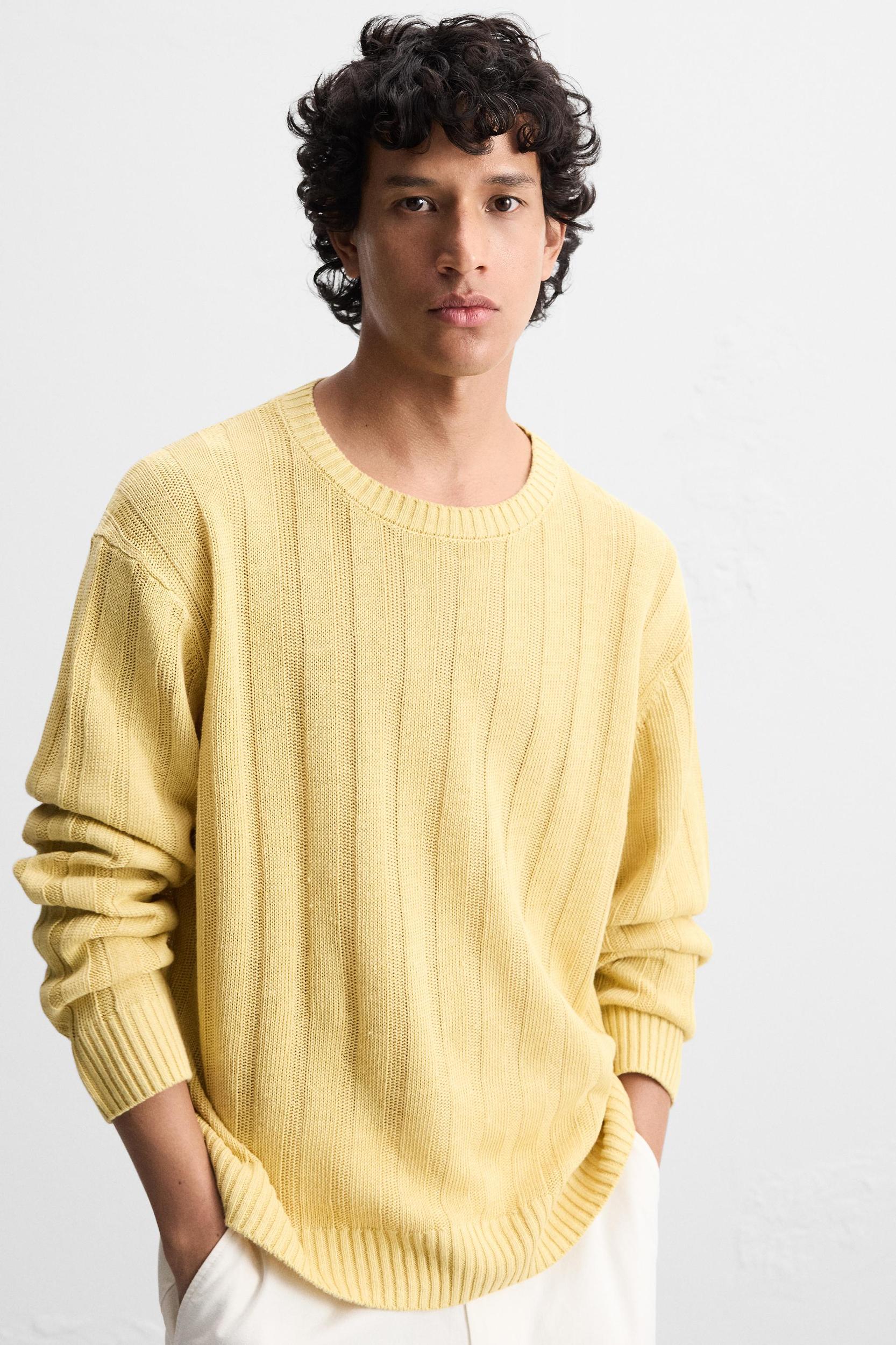 100% LINEN RIBBED SWEATER Product Image