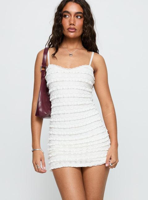 Christella Lace Mini Dress White Product Image