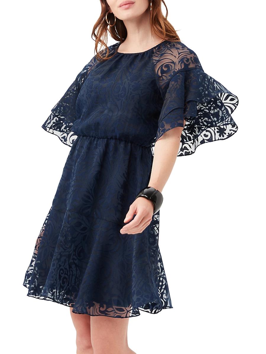 Womens Ferry Ruffle-Sleeve Lace Minidress Product Image