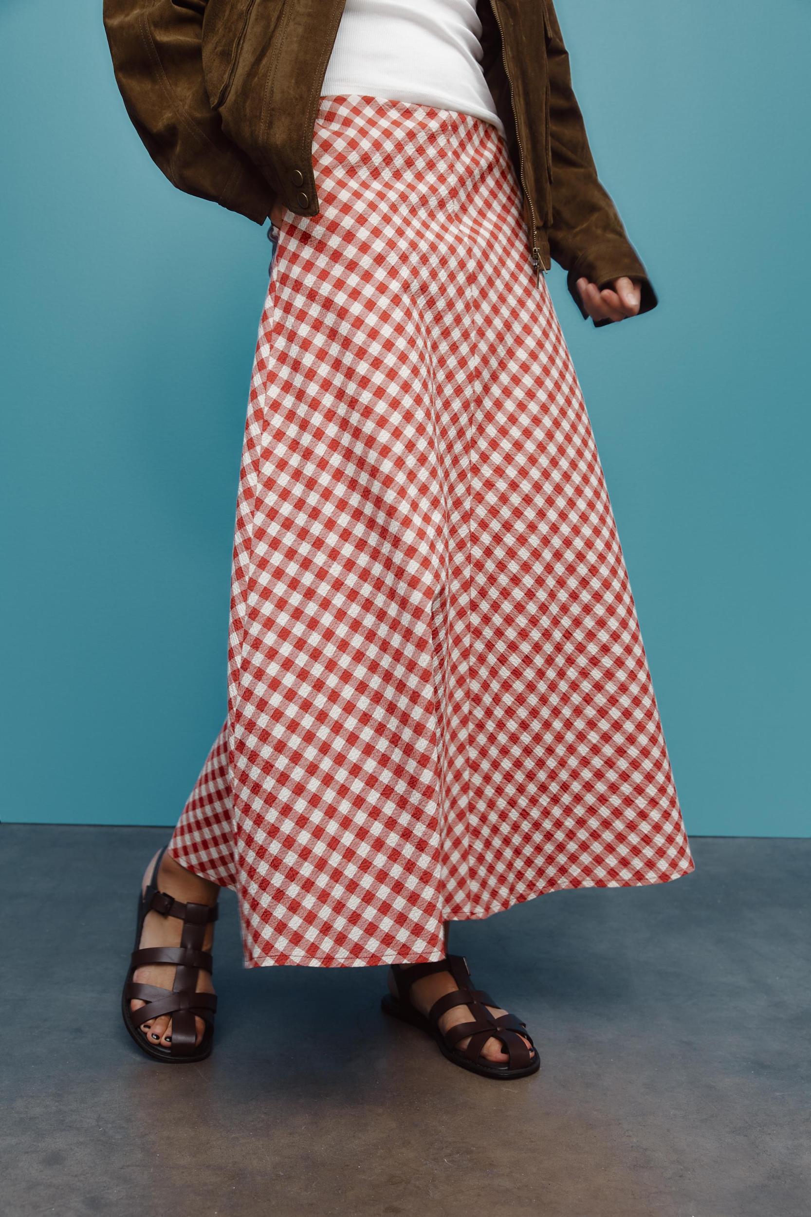 GINGHAM MIDI SKIRT Product Image