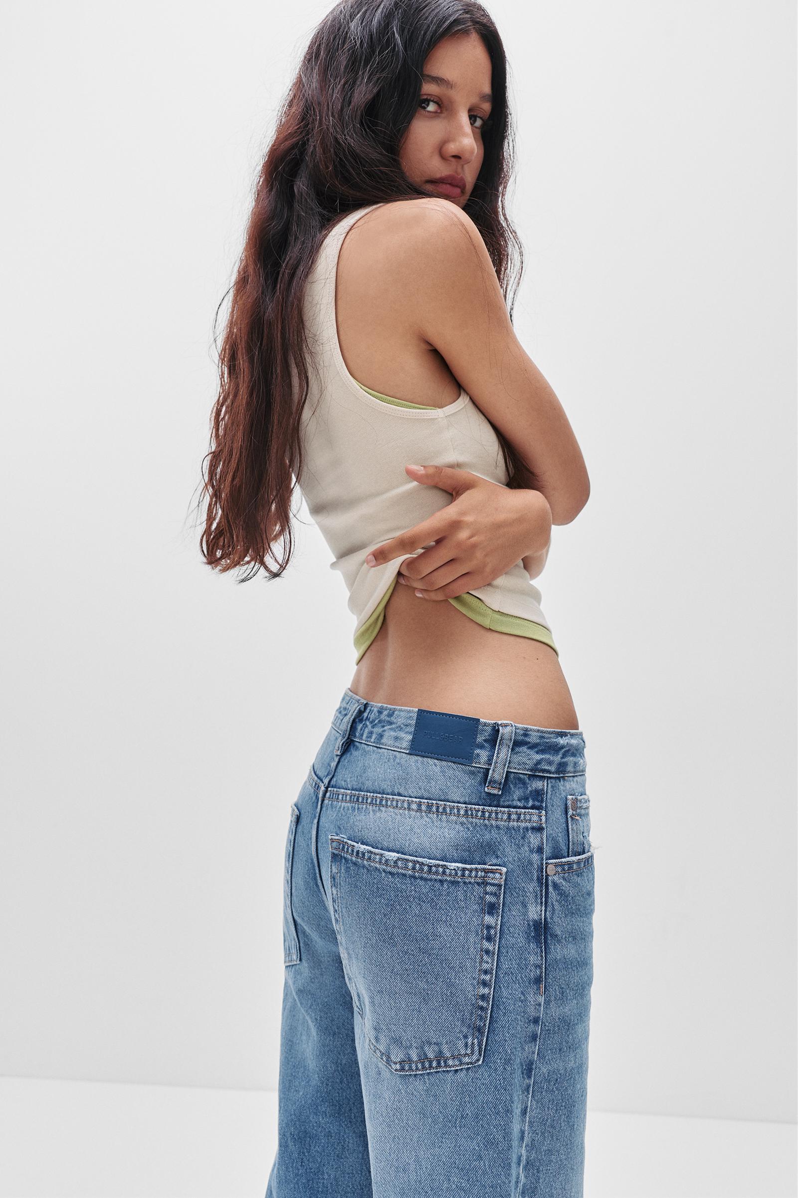 Straight-leg baggy jeans with turn-up hems Product Image