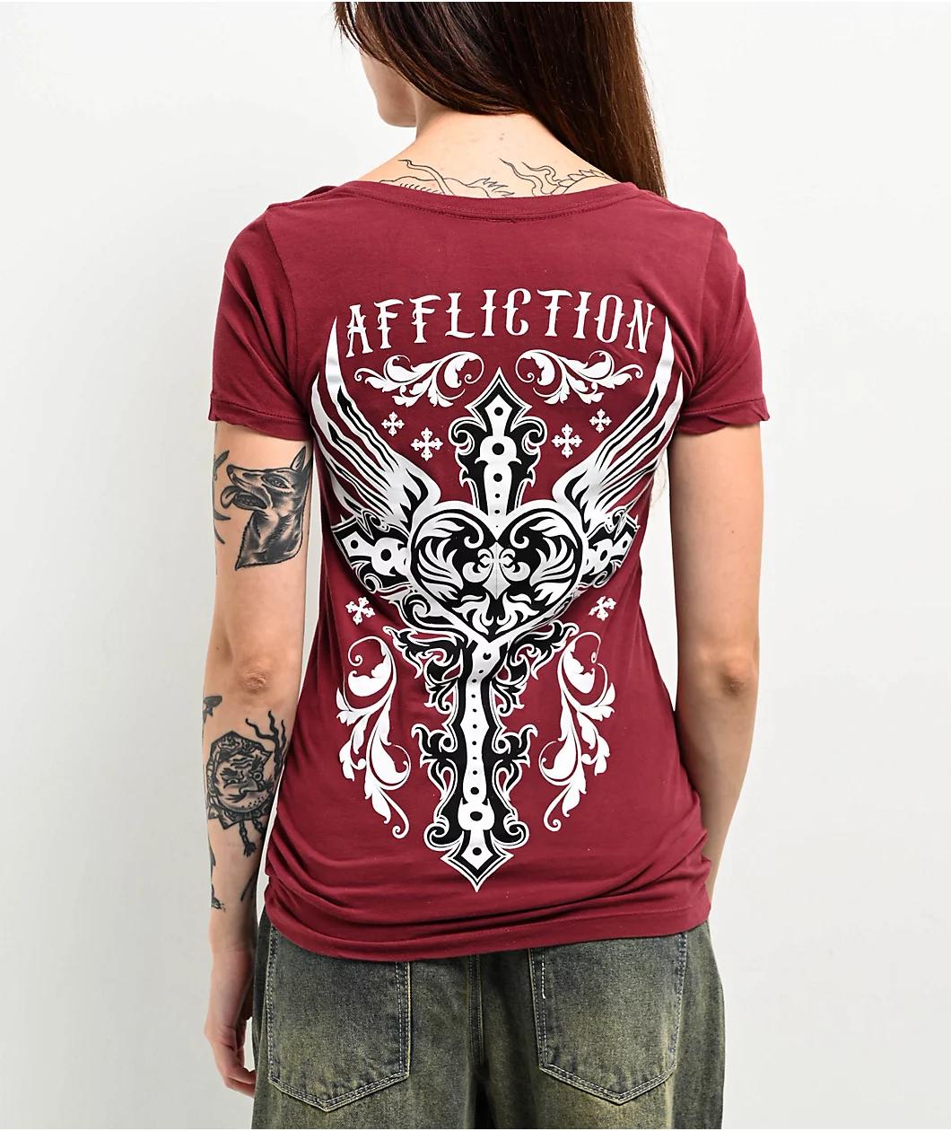 Affliction Montreaux Red V-Neck T-Shirt Product Image