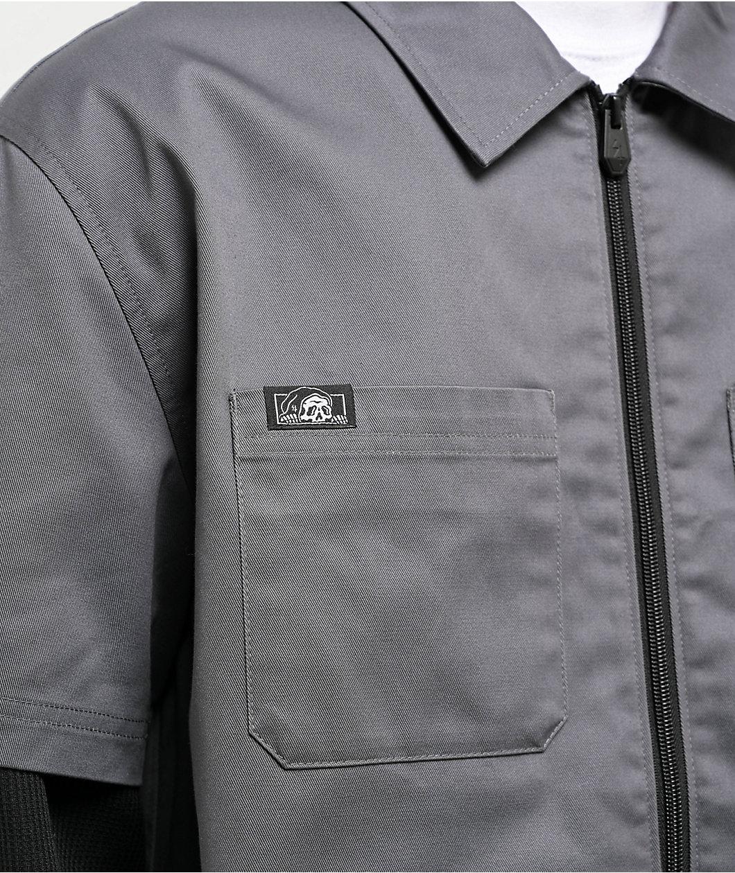 Lurking Class by Sketchy Tank Stay Sharp Charcoal 2fer Long Sleeve Zip Work Shirt Product Image