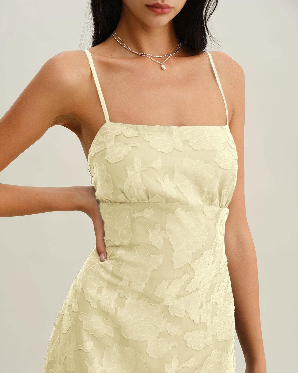 Yellow Jacquard Corset Slip Maxi Dress Product Image