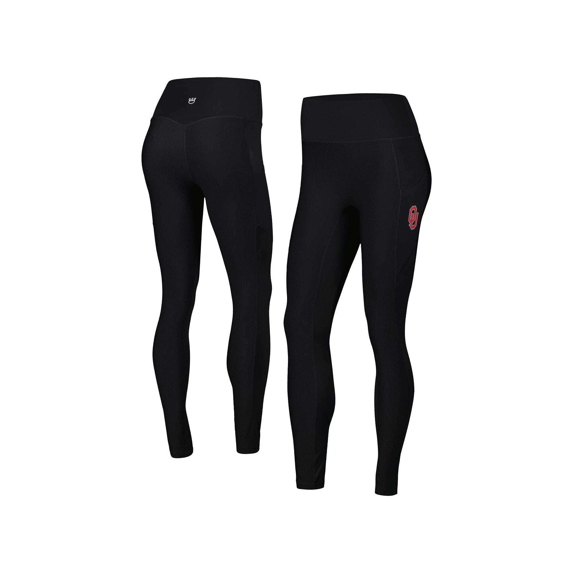 Women's Black Oklahoma Sooners 7/8 Mixed Media Pocket iLeggings,  Product Image