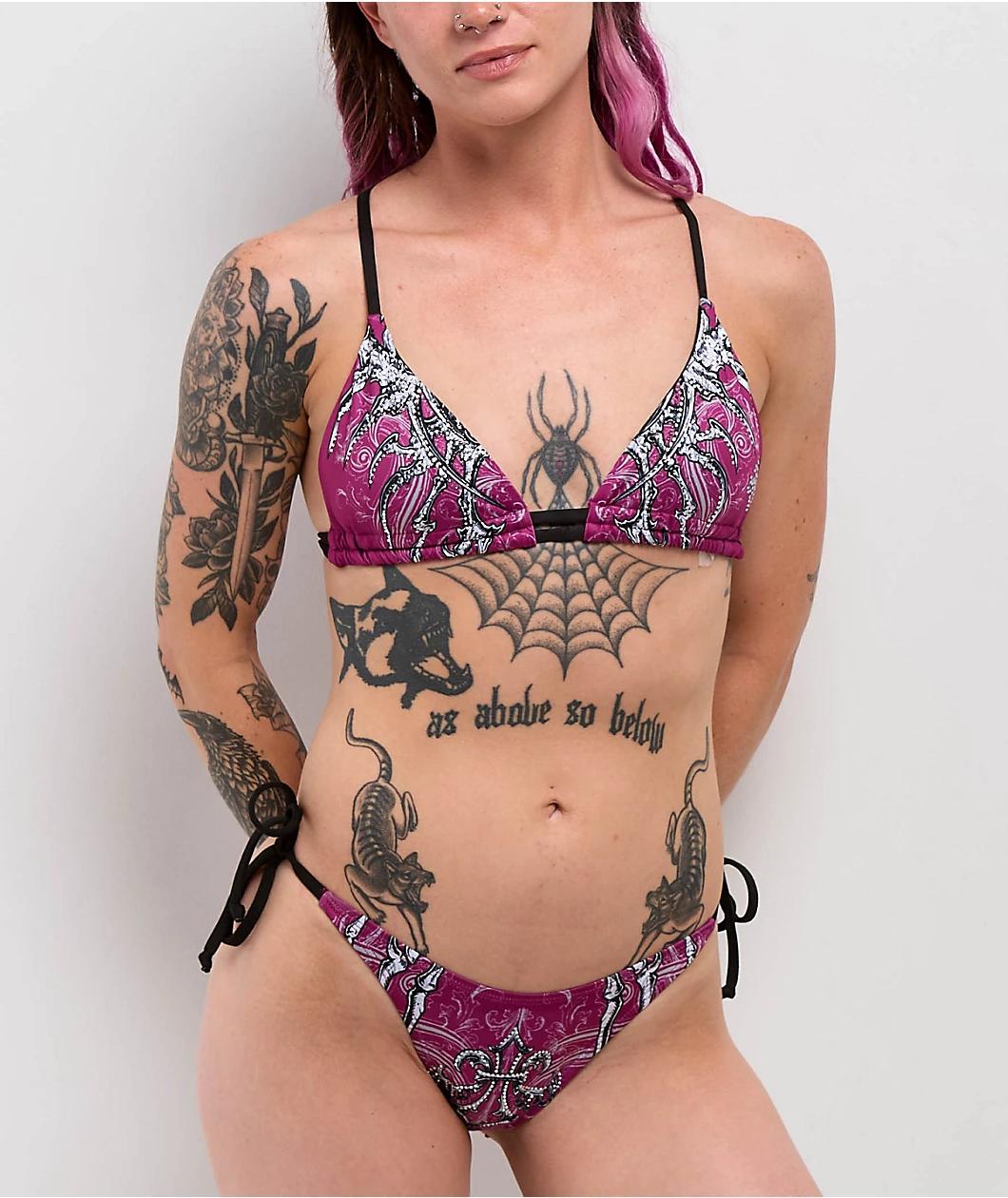 Affliction Vertibrate Deep Purple Triangle Bikini Top Product Image
