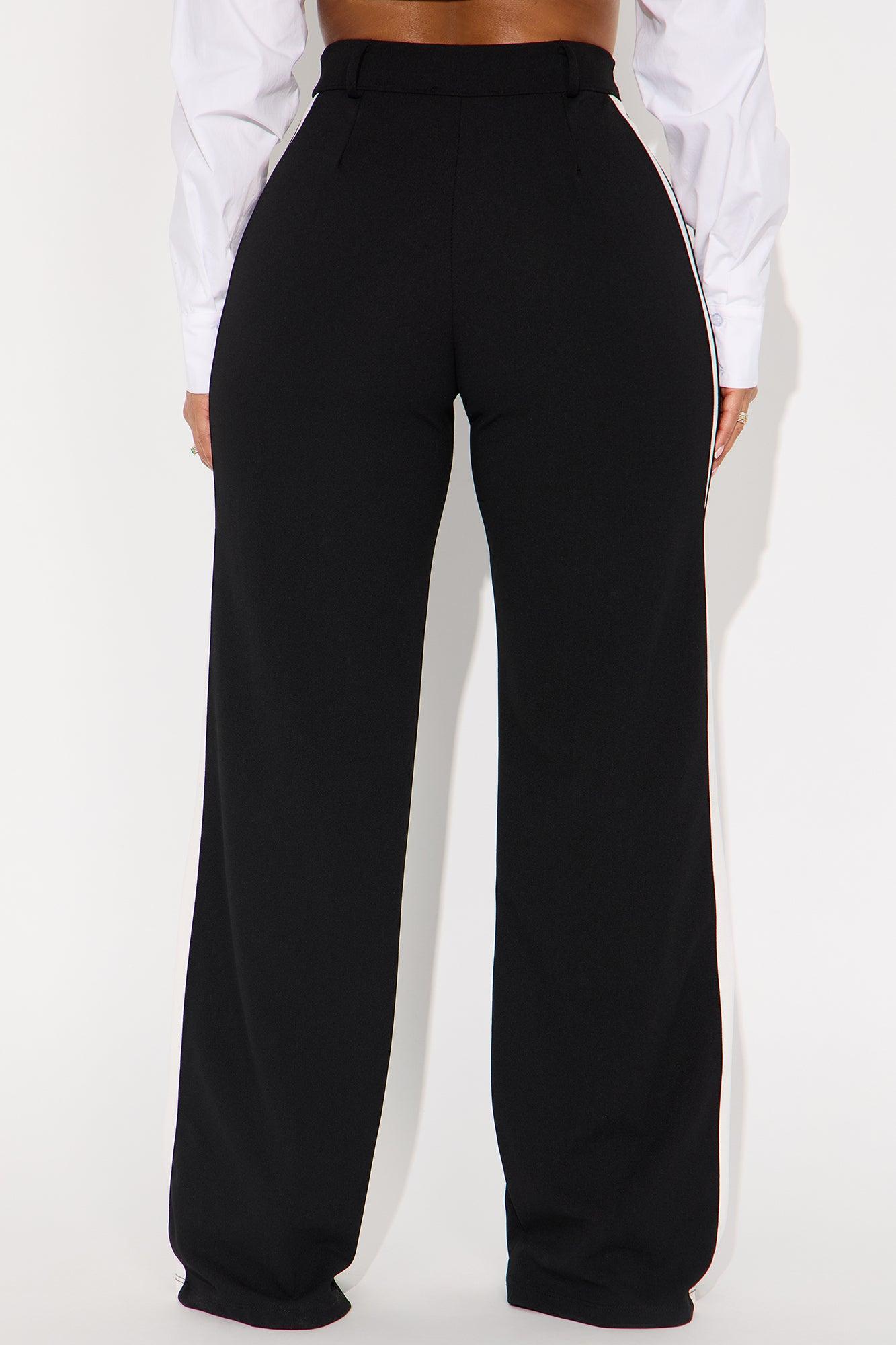 This Is My Lifestyle Wide Leg Crepe Trouser Pant - Black/White Female Product Image