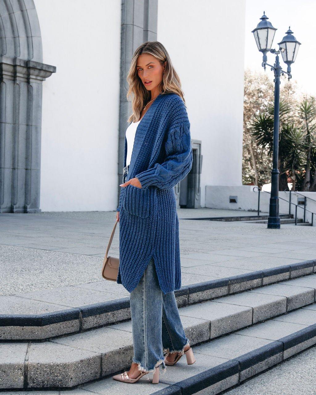 Muse By Magnolia Blue Chunky Duster Cardigan - FINAL SALE Female Product Image